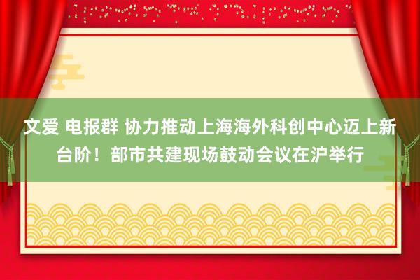 文爱 电报群 协力推动上海海外科创中心迈上新台阶！部市共建现场鼓动会议在沪举行