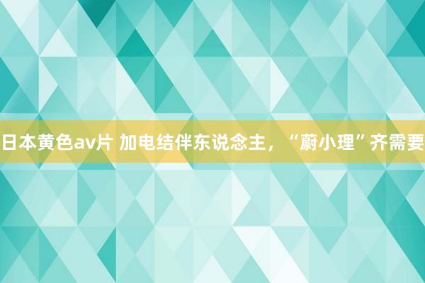 日本黄色av片 加电结伴东说念主，“蔚小理”齐需要