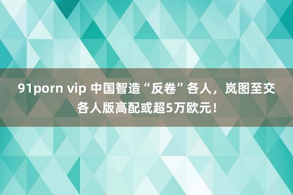 91porn vip 中国智造“反卷”各人，岚图至交各人版高配或超5万欧元！