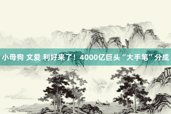 小母狗 文爱 利好来了！4000亿巨头“大手笔”分成