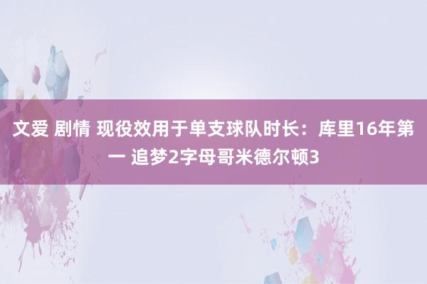 文爱 剧情 现役效用于单支球队时长：库里16年第一 追梦2字母哥米德尔顿3