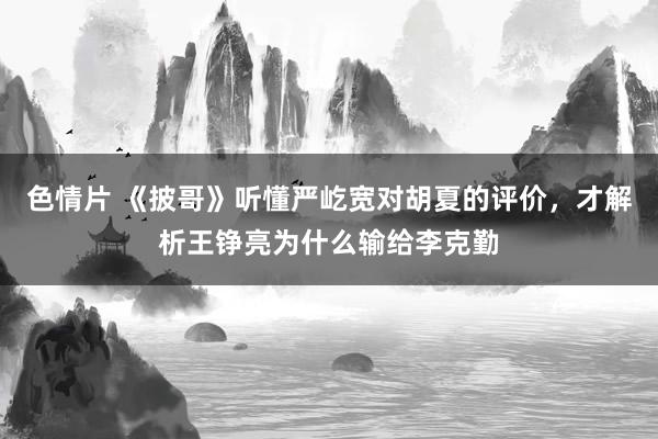 色情片 《披哥》听懂严屹宽对胡夏的评价，才解析王铮亮为什么输给李克勤