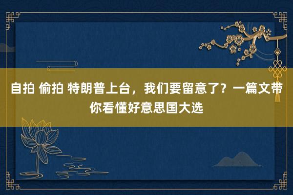 自拍 偷拍 特朗普上台，我们要留意了？一篇文带你看懂好意思国大选