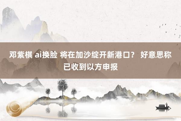 邓紫棋 ai换脸 将在加沙绽开新港口？ 好意思称已收到以方申报