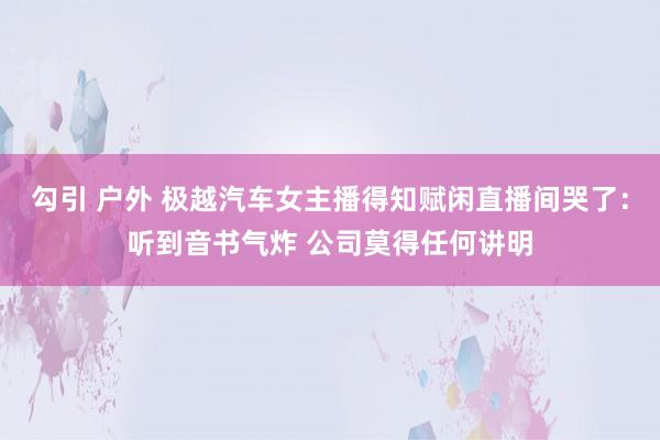 勾引 户外 极越汽车女主播得知赋闲直播间哭了：听到音书气炸 公司莫得任何讲明