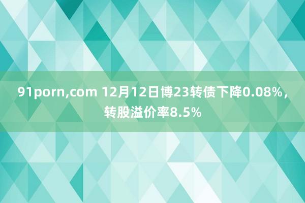 91porn，com 12月12日博23转债下降0.08%，转股溢价率8.5%