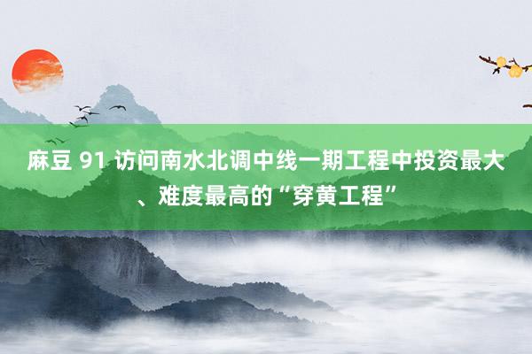 麻豆 91 访问南水北调中线一期工程中投资最大、难度最高的“穿黄工程”