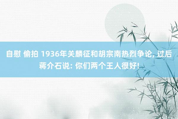 自慰 偷拍 1936年关麟征和胡宗南热烈争论， 过后蒋介石说: 你们两个王人很好!