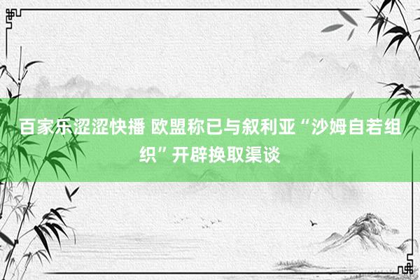 百家乐涩涩快播 欧盟称已与叙利亚“沙姆自若组织”开辟换取渠谈