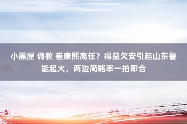 小黑屋 调教 崔康熙离任？得益欠安引起山东鲁能起火，两边简略率一拍即合